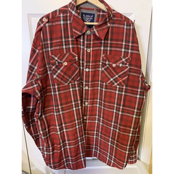 Akademiks‎ Men’s Sz 4XL Plaid Red Button Shirt Pocket - Picture 5 of 10